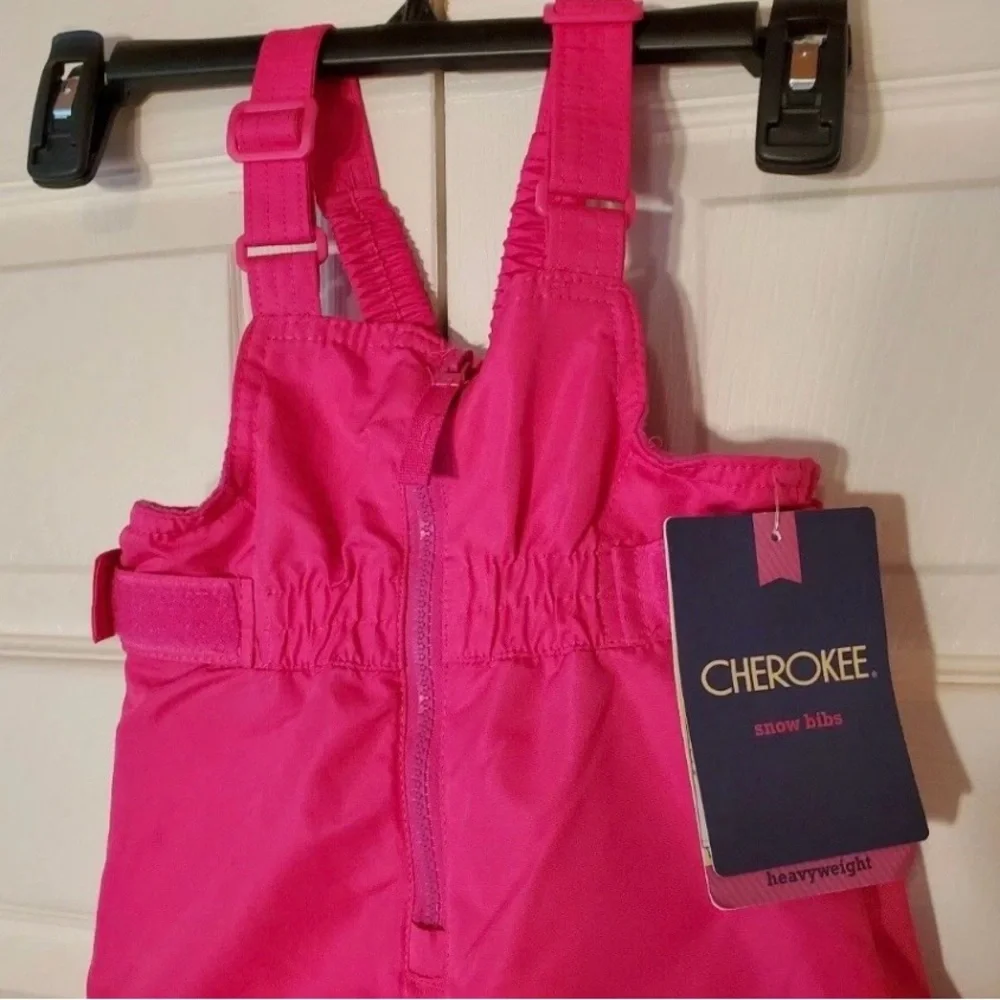 NWT Cherokee Kids Heavyweight Snow Bibs - Bright Pink - 12M